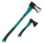 VONROC Kloofbijl en handbijl set - gehard stalen kop - glasvezel steel – 79cm – 3900gr/35cm – 950gr