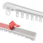 AROMUJOY Zelfklevende gordijnrail voor plafond of muur, 8 x 40 cm/320 cm, gordijnrail zonder boren/schroeven, gordijnroede zonder boren, voor camper, douchegordijn, kast, ruimteverdeler