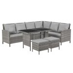 SVITA Madison & Monroe Polyrotan hoekbank, rotan lounge-eettafel, tuinmeubelset, sofaset, hoekbank (Madison, grijs)