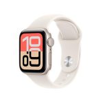 Apple Watch SE 3 GPS 40 mm Smartwatch met kast van sterrenlicht aluminium, sterrenlicht sportbandje (S/M). Conditie en slaap bijhouden, hartslagmonitor, Always‑On display, waterbestendig