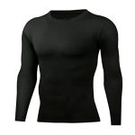 ATRACTIVOLL Heren compressie-trainingskleding, lange mouwen sportshirt, functioneel shirt, sneldrogend loopshirt, ademende sporttop voor fitness, zwart, M