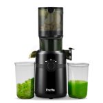 Koude pers sapcentrifuges, Fretta slow-masticating sapcentrifuge met 108 mm en 1,0 l trechter voor hele vruchten en groenten, 200 W sapcentrifuge met hoge opbrengst, BPA-vrije Tritan, (zwart black)