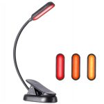 Barnsteenkleurige en rode boekenverlichting om te lezen in bed, amber (1600 K)/rood (625 nm), 8 leds, meer dan 30 uur duurzaam, USB-C-opladen, oplaadbare flexibele clip-on leeslamp
