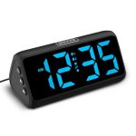 Loue wekker voor diep slaapers, digitale wekker met LED-display, dubbele alarm, 5 helderheidsdimmer, 4 geluidsniveaus, nachtkastwekker voor kinderen jongeren ouderen zware slaapers (Zwart + Blauw)