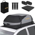 GADLANE Autodakkoffer, 400L, waterdichte dakkoffer voor auto's en SUV's, met of zonder dakdrager, met 4 stevige riemen, antislipmat, opbergtas (grijs)