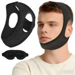 Ceriselle Snurkstopper, Anti-Snurk Kinband voor Slaapapneu, Verstelbare Kinriem met Oogmasker, Comfortabele Oplossing tegen Snurken, Ademend Snurkmasker