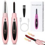 LOPHE Verwarmde wimperkruller, elektrische oplaadbare verwarming, 3 temperatuurmodi, natuurlijke 24 uur langdurig siliconen pad # roze
