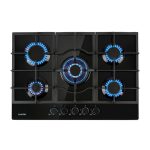 Klarstein Gaskookplaat 5 pits – Inbouw – Geschikt voor thuis & camper – RVS – Voor propaan en aardgas (LPG) – Met wokbrander – 11.100 W,6 kW 52 cm - Keuken - Zwart - glas - Gas Hob - Gas Kookveld -