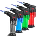 4 stuks keukenbranden, flambeerbrander, navulbare bunsenbrander, instelbare gasaansteker met veiligheidsslot voor crème brulee, doe-het-zelf, desserts, grillen, camping (butaan niet inbegrepen)