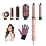 6-in-1 haarstyler, airstyler, krultang, 110.000 rpm, hoge snelheid, lonen, föhn, krullen of gladmaken, föhnborstel, warmluchtborstel, ronde borstel, haardroger, roze