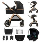Kinderkraft ESME 3-in-1 autostoel met babydrager Mink Pro I-Size, reissysteem, babybuggy, opvouwbare kinderwagen, voor pasgeborenen tot 4 jaar, zwart