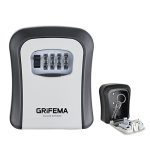 GRIFEMA GA1003-1 Lock Box, Sleutelkastjes, Key Lock Box met 4-Cijferige Cijfercode, Sleutelkluis Wandmontage, Voor Huis, Garage, Waterdichte, Gray95mm40mm115mm