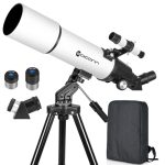 Beste telescoop Telescopen voor volwassenen Astronomie, 80 mm diafragma 600 mm refractortelescoop voor kinderen en beginners, compacte en draagbare reistelescoop met rugzak