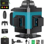 Kruislijnlaser, blauw, 16 lijnen, nivelleringslaser, 4 x 360 graden laserwaterpas, lijnlaser kruislaser zelfnivellerend voor binnen, bouwplaats, 2 x batterij meetcabine