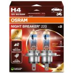 OSRAM NIGHT BREAKER 220, H4, +220% meer helderheid, halogeenkoplamp, 64193NB220-2HB, vouwdoos (2 lampen)