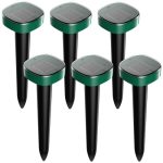 Behogan 6 stuks ultrasone mollenverdrijver: IP65 waterdichte mollenverjager op zonne-energie, geruisloze mollenverjager, tuin, woelmuisverdrijver, voor buiten en tuin
