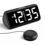 Luide wekker voor diepe slapers, luide wekker met trilling, dubbel alarm, led-display, 5 helderheidsniveaus, 4 volumes, snooze, trilalarm voor senioren, jongeren, doven