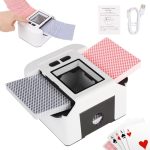 Buldoospok Automatische kaartenschudmachine 1-2 dek, 2000 mAH USB-C oplaadbare elektronische kaart-shuffler, stille kaart-shuffler voor Poker Blackjack Canasta Skip-Bo Phase 10, One-Press AUTO en