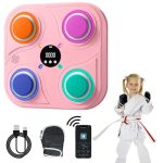 YATOSEEN Muziek Boksmachine met Handschoenen en LED-Verlichting, Smart Music Boksmachine met 4 Modi, Wandmontage voor Kinderen en Volwassenen (Roze)