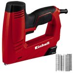 Einhell Elektrische Nietmachine TC-EN 20 e (voor nietjes type 53, spijkers type 47, elektronische slagkrachtselectie, soft grip, veiligheidsneus, incl. 1000 nietjes/500 spijkers), Rood