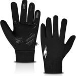WESTWOOD FOX Thermische winterhandschoenen, winddichte hardloophandschoenen, touchscreen, warme antislip siliconen fietshandschoenen voor mannen en vrouwen, elastische manchet voor autorijden, skiën