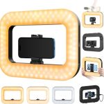 yAyusi Mobiele Telefoonlamp voor Video, Handheld Telefoonstabilisator met Licht, 8000mAh LED Selfie Telefoon Ringlamp met Telefoonhouder, Smartphone Video Rig voor Action Camera, Vlog, TikTok (Clip)