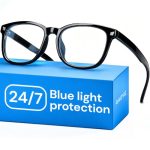 Gaoye Blue Light Blocking Glasses - Fashion Square Fake Eyeglasses, Anti UV Ray Computer Gaming Glasses, Blue Blockers Glasses for Women/Men (Bright black)