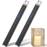 LcFun Plasma-aansteker, elektrische staafaansteker, USB-oplaadbaar, winddicht, voor het aansteken van kaarsen en gasfornuis, 2 stuks, zwart