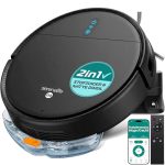 SereneLife Slimme Robotstofzuiger met Dweilfunctie – App-Bediening, 3 Reinigingsmodi, Anti-Valsensoren, Automatisch Opladen, 700Pa Zuigkracht, Ideaal voor Huisdieren, Tapijt & Harde Vloeren – Zwart