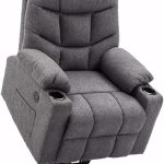 M MCombo TV-fauteuil met elektrische sta-op-hulp, Fauteuil omhoog met sta-op-hulp, TV-fauteuil omhoog met relaxfunctie tot 140°, met USB 7286 (Grijze stof)