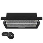 Beste inbouw afzuigkap CIARRA CBCB6906D A++ platte afzuigkap afzuigkap 60 cm 370 m³/h met CBCF002X2 actieve koolfilter geïntegreerde inbouw platte afvoerlucht circulatielucht afzuigkap 2 standen LED-verlichting zwart