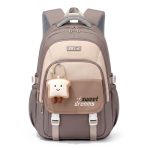 Amythe Schooltas voor meisjes, 16 inch schoolrugzak voor meisjes van 9-16 jaar, boekentas voor kinderen met hanger voor basisschool, Bruin, M