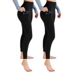 Leafigure Gymleggings voor dames, hoge taille, ondoorzichtige leggings met zakken voor work-out, sport, yoga, hardlopen, 2 stuks, 2 stuks., L-XL