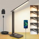 UPXNBOR LED Bureaulamp, Dimbare Bedlamp, USB-A Oplaadpoort