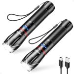 Blukar Oplaadbare Led-Zaklamp, 2 Stuks Zeer Krachtig Zaklamp van Aluminium, IPX6 Waterdicht Zaklantaarn met 5 Verlichtingsmodi & Zoombaar, voor Kamperen, Wandelen, Noodgevallen enz.