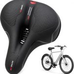 Zeer comfortabel fietszadel, groot zadel in zwart/rood met 2 schokabsorberende ballen, antislip honingraatoppervlak, ademend kanaal voor mountainbike en stadsfiets