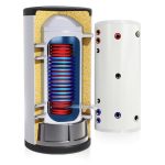 TECHGLOBE - Boiler met 2 warmtewisselaars (1,8 + 2,4 m²) - Volledig van roestvrij staal - Energiezuinige boiler met 50 mm isolatie (200 L)