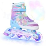 Kinder inline skates voor meisjes en jongens - paarse blades roller voor kinderen jeugd leeftijd 7 8 9 10 - verstelbaar met oplichtende wielen indoor outdoor sporten verjaardagscadeau voor zoon en