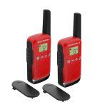 Motorola Solutions - T42 RED Walkie Talkie Talkabout PMR446, 16 kanalen, 4 km bereik, rood, 2 eenheden, groepsoproepfunctie