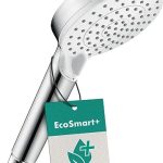 hansgrohe Crometta - waterbesparende Douchekop 5,7 l/min (EcoSmart+), ronde Handdouche (⌀ 100 mm) met 2 jets, met anti-kalk functie, wit/chroom, 26336400
