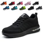 Hitopteu Lichtgewicht Werkschoenen Heren Dames met Stalen Neus Ademende Sportieve Veiligheidsschoenen S3 Safety Shoes Sneakers Zwart 44 EU 270