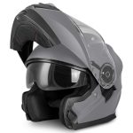 VINZ Santos Systeemhelm met zonnevizier | ECE 22.06 & PINLOCK Voorbereid | Scooter Helm Motorhelm Klapbaar | Integraalhelm Snorfiets Brommer | In XS-XXL - Titanium