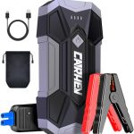 CARHEV 4500A Auto Starthulp Pack, Startbooster, Jump starter, Power bank en Startkabel voor 8,0L Benzinemotor of 8,0L Dieslmotor, met USB Quick Charge 3.0 Pack Type-C Draagbare Autoaccu starter.