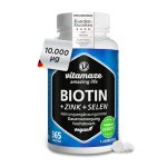 Biotine 10.000 mcg Hoge Dosering + Selenium + Zink voor Haargroei, Huid & Nagels, 365 Veganistische Tabletten voor 1 Jaar, Made in Germany, Natuurlijke Voedingssupplement zonder Additieven