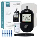 EUROPAPA® Bloedglucosemeter met 10 Bloedsuikerteststrips en 10 Bloedlancetten en Prikpen, Bloedglucosemeetsysteem, Diabetesset Mg/Dl (Zwart)