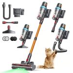 50KPA/600W Draadloze Steelstofzuiger, 65Min (ECO) Krachtige Steelstofzuiger, Inclusief 1M Flexibele Slang & Anti-Klit Borstel, Automatische Modus, Aromafunctie, voor Huisdieren/Vloeren/Tapijten/Auto