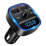 Beste carkit LENCENT Bluetooth 5.0 FM Transmitter, Bluetooth Auto FM Zender, Blaue LED