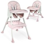 Ricokids Kinderstoel voor baby's, 3-in-1, kinderstoel vanaf 6 maanden, eetstoel met veiligheidsgordel, inklapbaar, onderhoudsvriendelijk, in hoogte verstelbaar frame, meegroeiend, afneembare eetplank