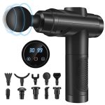 Beste massage gun Massagepistool, spierpercussie-massageapparaat met 30 snelheden, stil handmassageapparaat, massagepistool met LCD-touchscreen, 10 koppen, massagepistool voor schouder, lichaam, rug, ontspanning