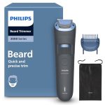 Beste baard trimmer Philips Baardtrimmer 3000-serie – Zelfslijpende Mesjes met Afgeronde Uiteinden, 20 Vergr. Lengtestanden, Lift&Trim-kam, 100% Waterdicht, Batterij-indicator, USB-oplaadbaar, Draagtasje, Model BT3619/15